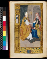 Ms 159, fol 2v Anne de Bretagne présentée à Saint Claude, du 